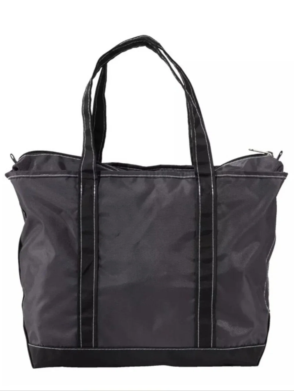 L.L. Bean Tote Bag Lightweight Boat Tote Black And Gray Medium Tote Bag W/ Zip